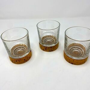 Set of 3 Vintage David Douglas Cork Coaster Bottom Glasses